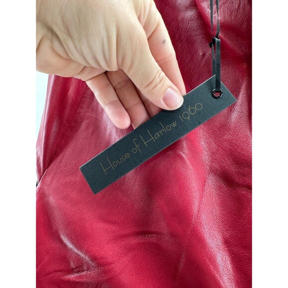 House Of Harlow 1960 Bordeaux Dress Size M Red Vegan Leather Midi Cut Out NWT - Picture 12 of 15